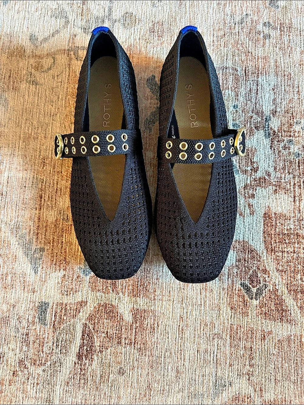Rothy's The Max Buckle Mary Jane Black Flats US 6.5